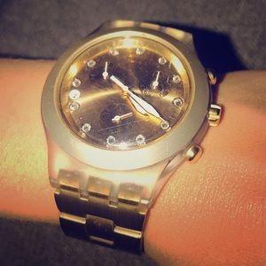 Gold Big Face Swatch Watch
